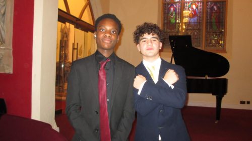 Dare and his school mate in chapel