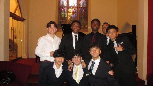 Dare with friends in the school chapel 